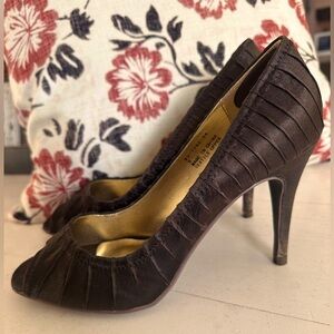 Cathy Bridesmaid Brown Satin Heels